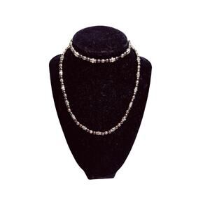 Silver‎ & Black Beaded Necklace & Bracelet Women's NLT Jewelry Set